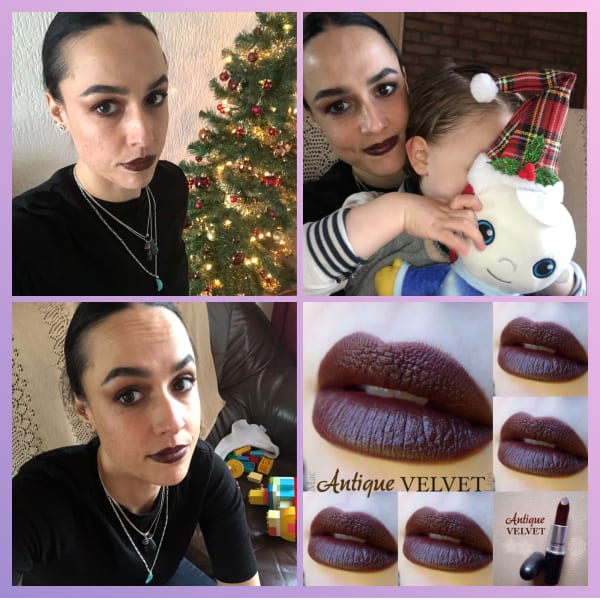 Mac matte lipstick brown antique velvet christmas kettingen silver maanbaby moonbaby kerstmis grunge black hair nose ring